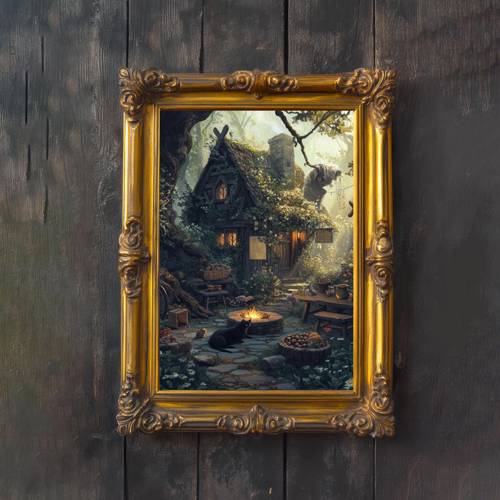Witch's Cottage Print | Vintage Witchy Art, Dark Academia Decor