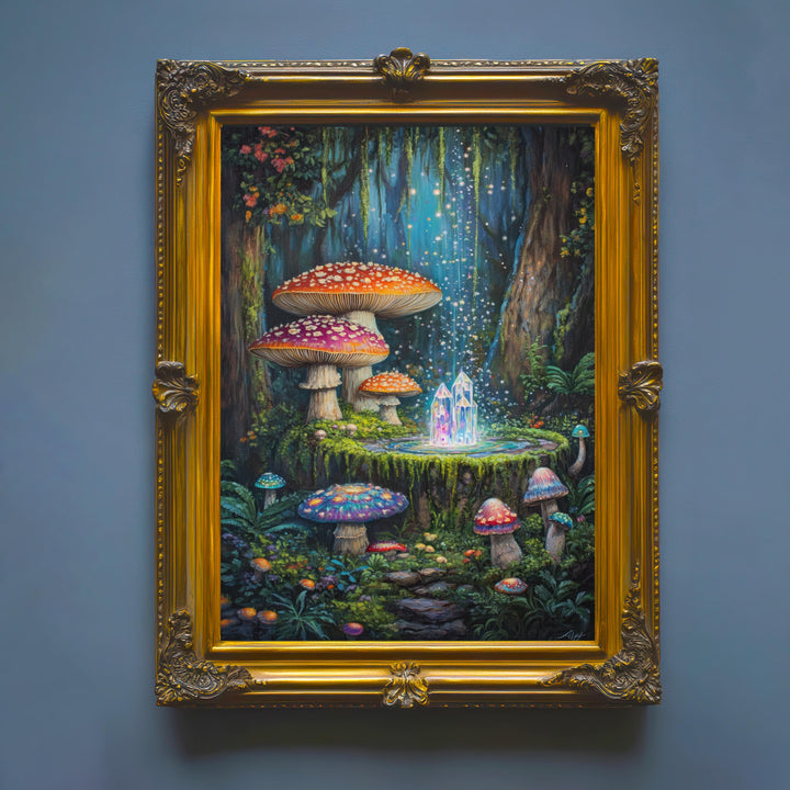 Mushroom Forest Print | Vintage Cottagecore Wall Art