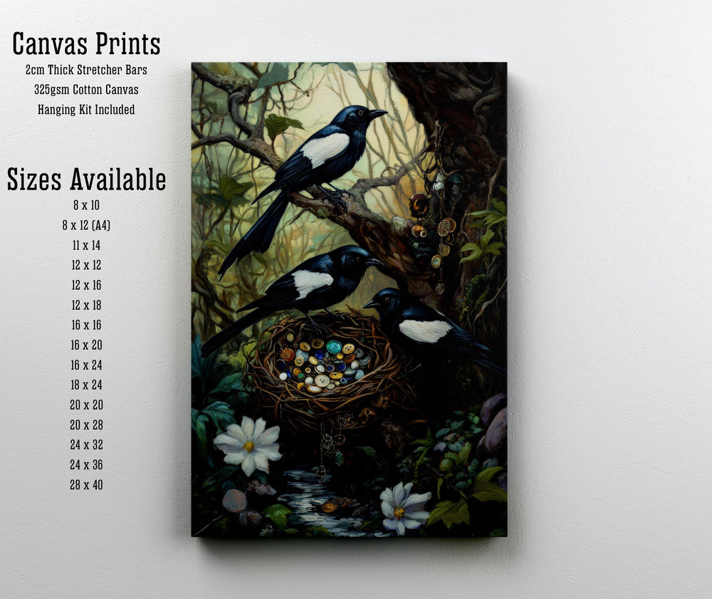 Magpies Cottagecore Print | Vintage Bird Art, Woodland Decor