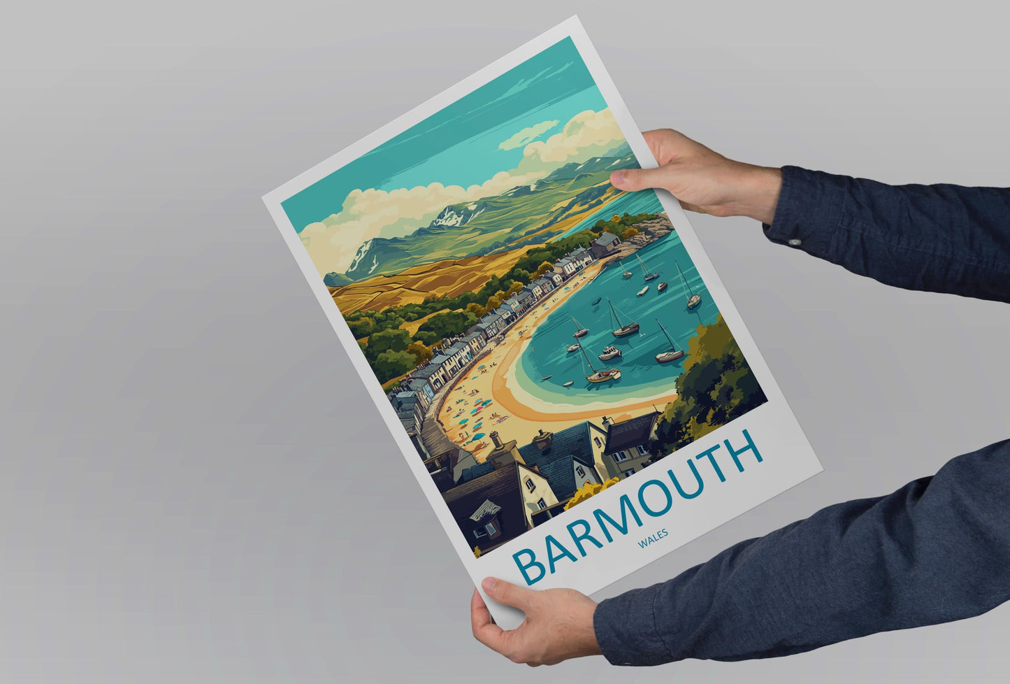 Barmouth Travel Print Barmouth Wall Decor Wales Barmouth Art Barmouth Wall Art Welsh Coast Poster Gift for Beach and Seaside Lovers