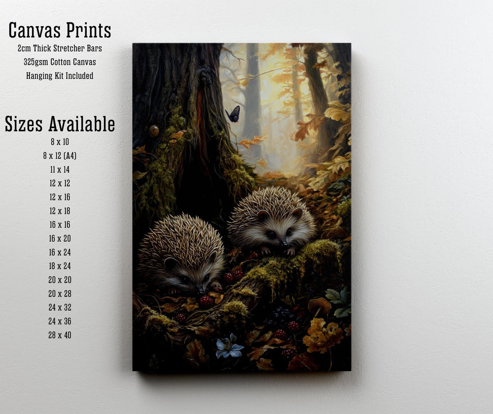 Hedgehog Cottagecore Art Print, Vintage Woodland Illustration