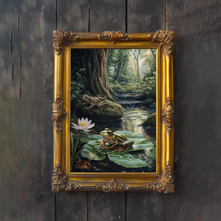 Vintage Frog Print: Enchanted Forest, Cottagecore Wall Decor