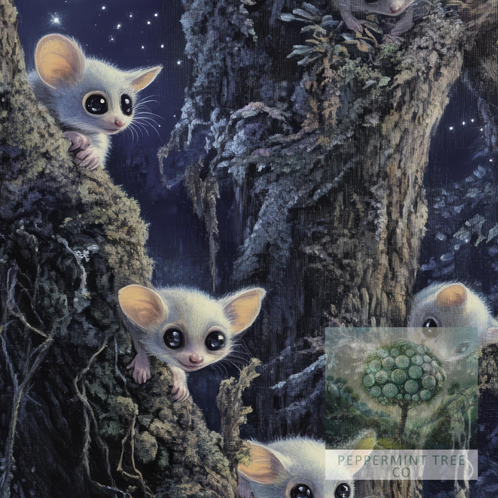 Sugar Gliders Art Print, Vintage Cottagecore Woodland Illustration