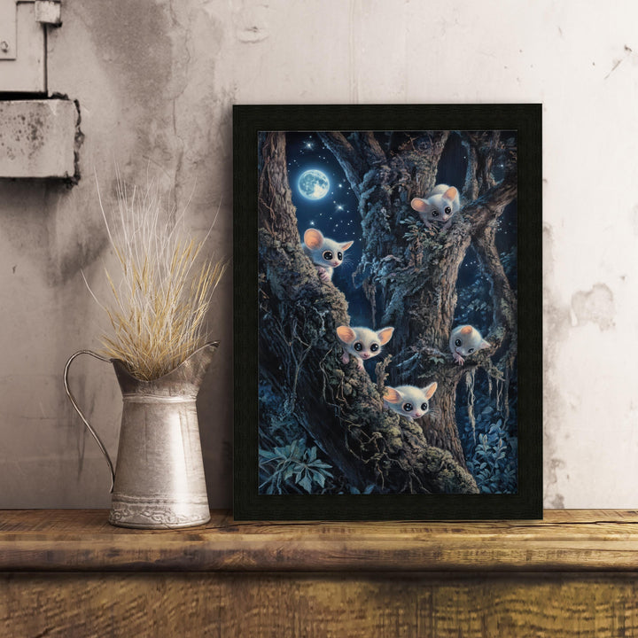 Sugar Gliders Art Print, Vintage Cottagecore Woodland Illustration