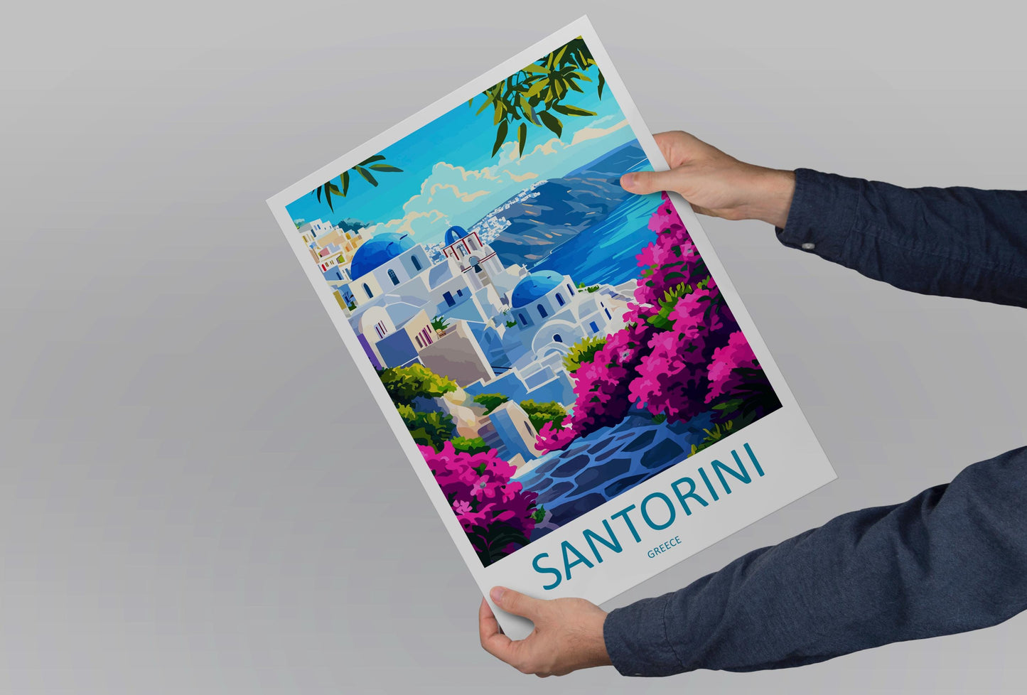 Santorini Travel Print Santorini Wall Art Greece Island Poster Cycladic Decor Gift for Mediterranean Lover Coastal Sunset Art