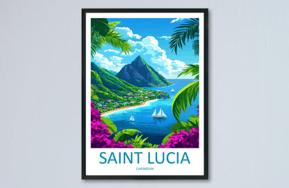 Saint Lucia Travel Print St Lucia Wall Art Caribbean Island Poster Tropical Decor Gift for Beach Lover Pitons Sunset Art Print