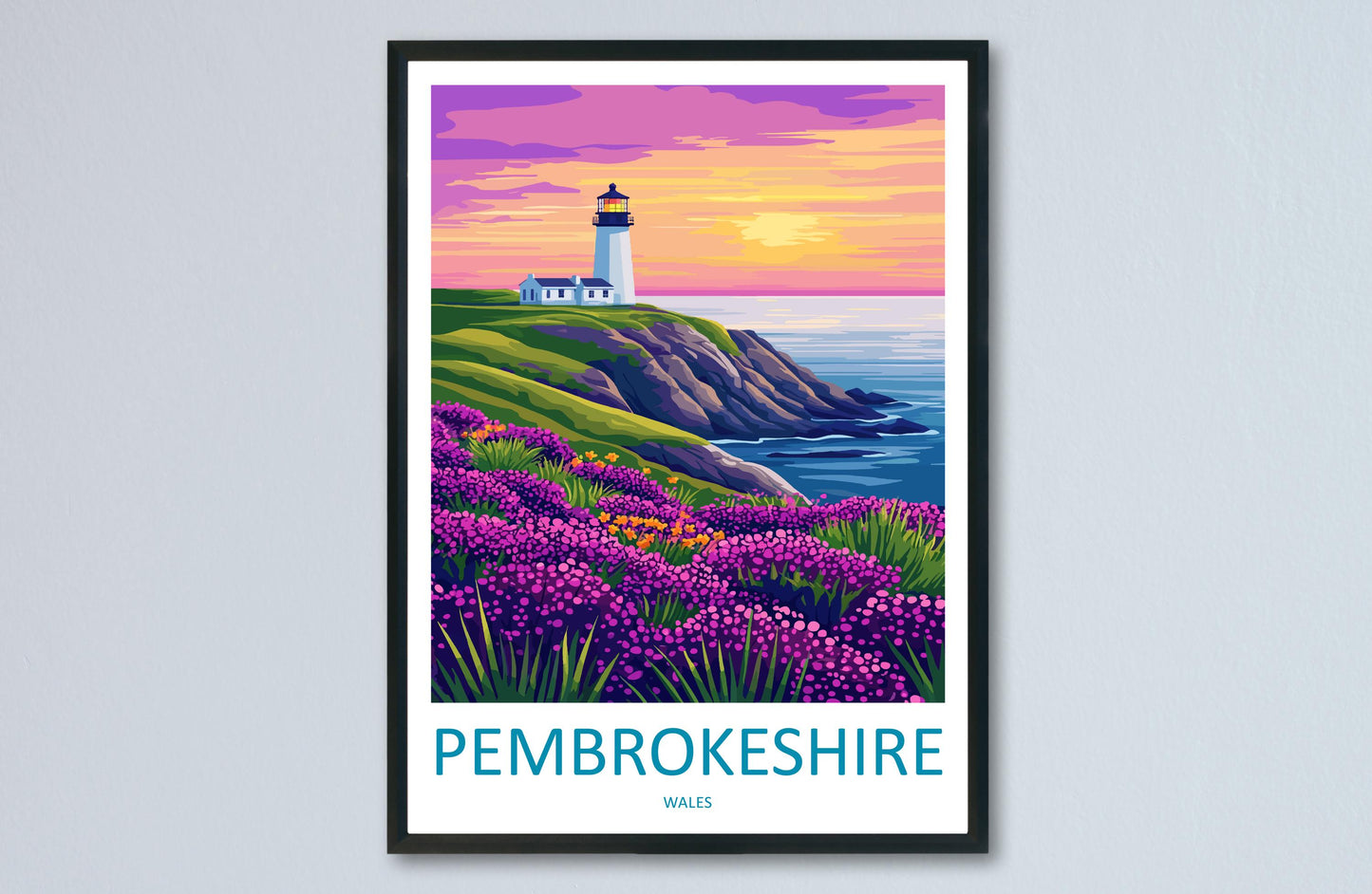 Pembrokeshire Travel Print Wales Wall Art Coastal Path Poster Seaside Decor Gift for Nature Lover UK Landscape Art Print
