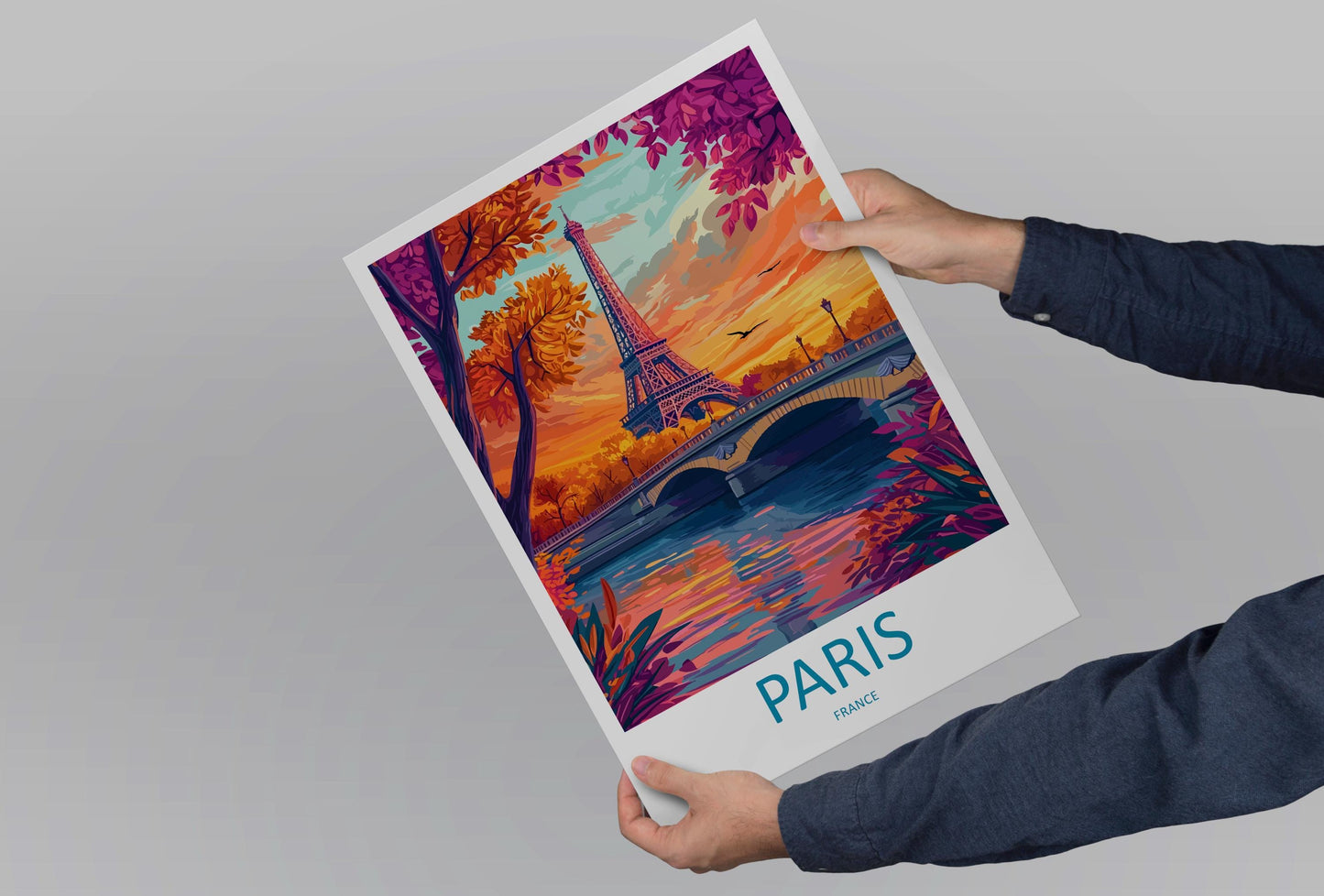 Paris Travel Print France Wall Art Eiffel Tower Poster Romantic Decor Gift for City Lover European Architecture Art Print