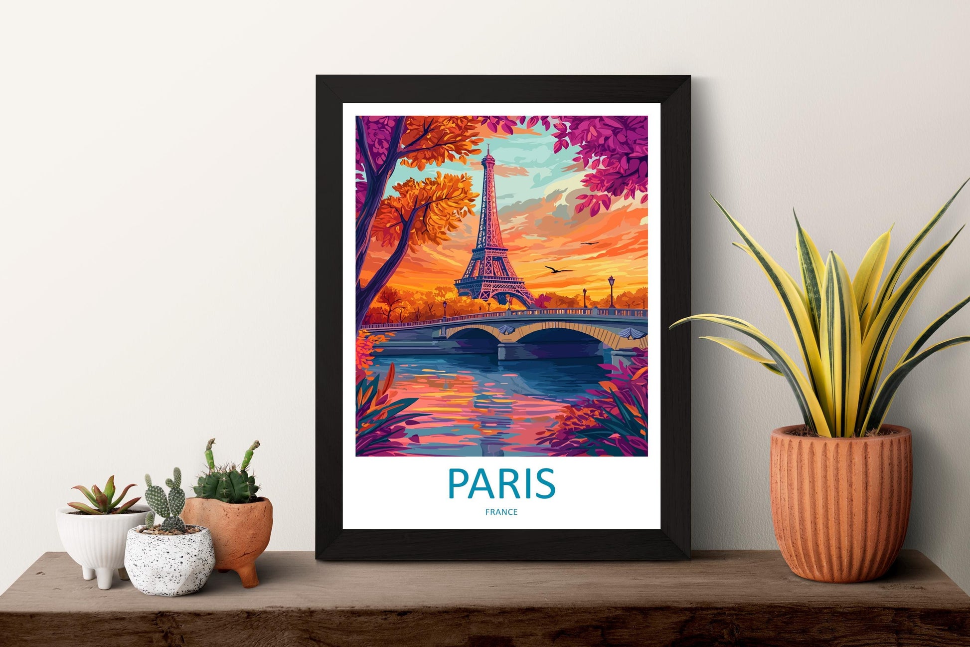 Paris Travel Print France Wall Art Eiffel Tower Poster Romantic Decor Gift for City Lover European Architecture Art Print