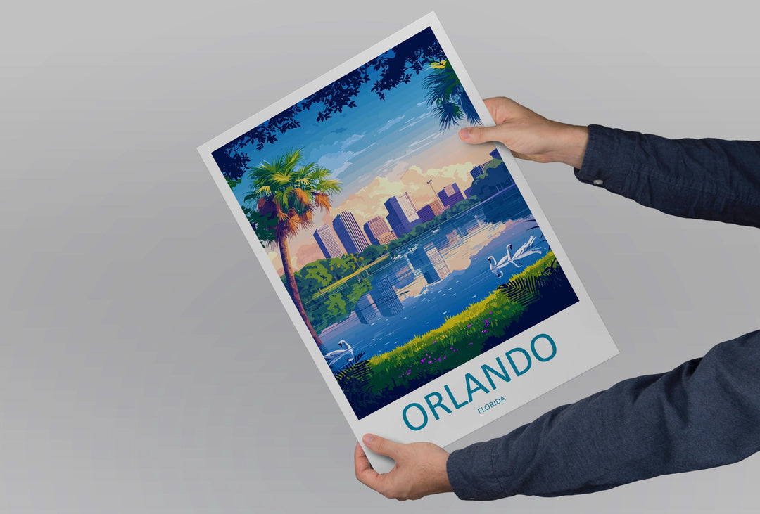 Orlando Travel Print Florida Wall Art Orlando City Poster Sunshine Decor Gift for Theme Park Lover USA Travel Landscape Art