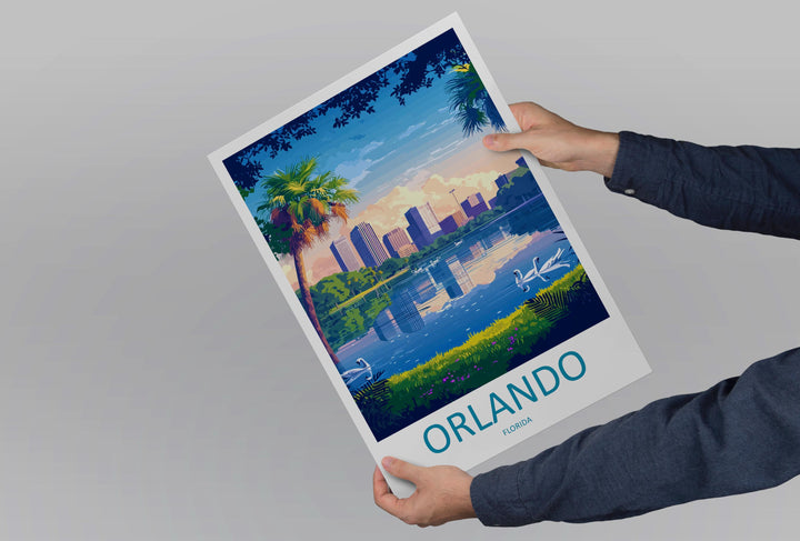 Orlando Travel Print Florida Wall Art Orlando City Poster Sunshine Decor Gift for Theme Park Lover USA Travel Landscape Art