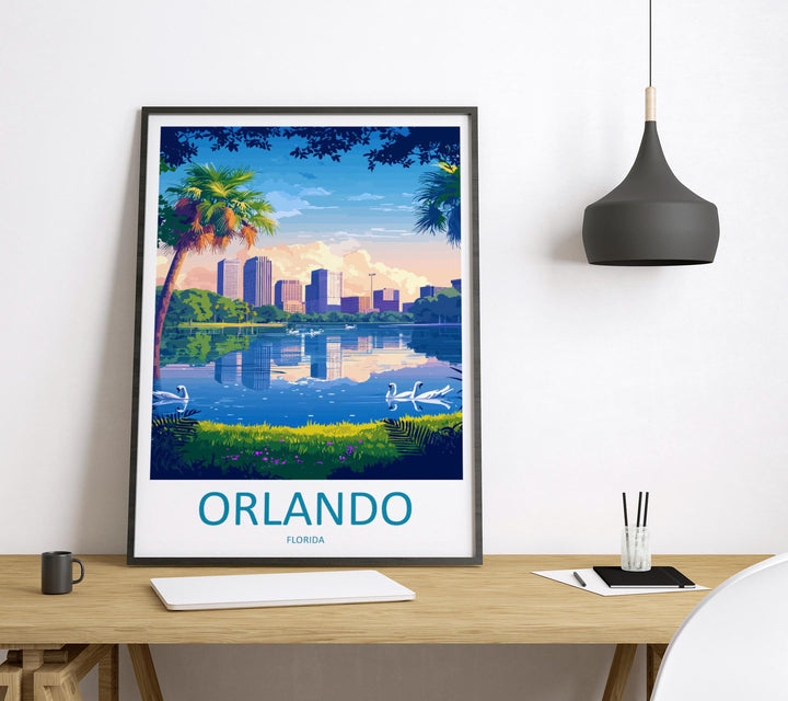 Orlando Travel Print Florida Wall Art Orlando City Poster Sunshine Decor Gift for Theme Park Lover USA Travel Landscape Art