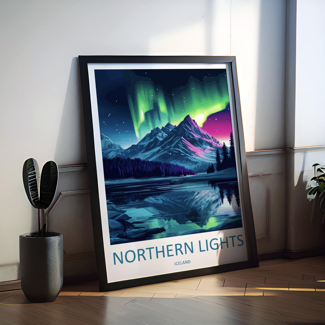 Northern Lights Iceland Print Aurora Wall Art Iceland Night Sky Poster Arctic Decor Gift for Nature Lover Nordic Landscape Art