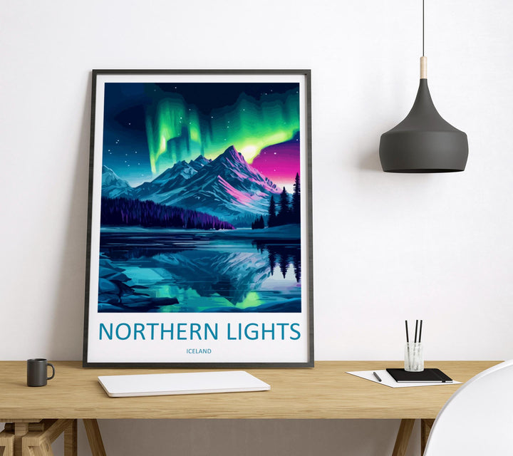 Northern Lights Iceland Print Aurora Wall Art Iceland Night Sky Poster Arctic Decor Gift for Nature Lover Nordic Landscape Art