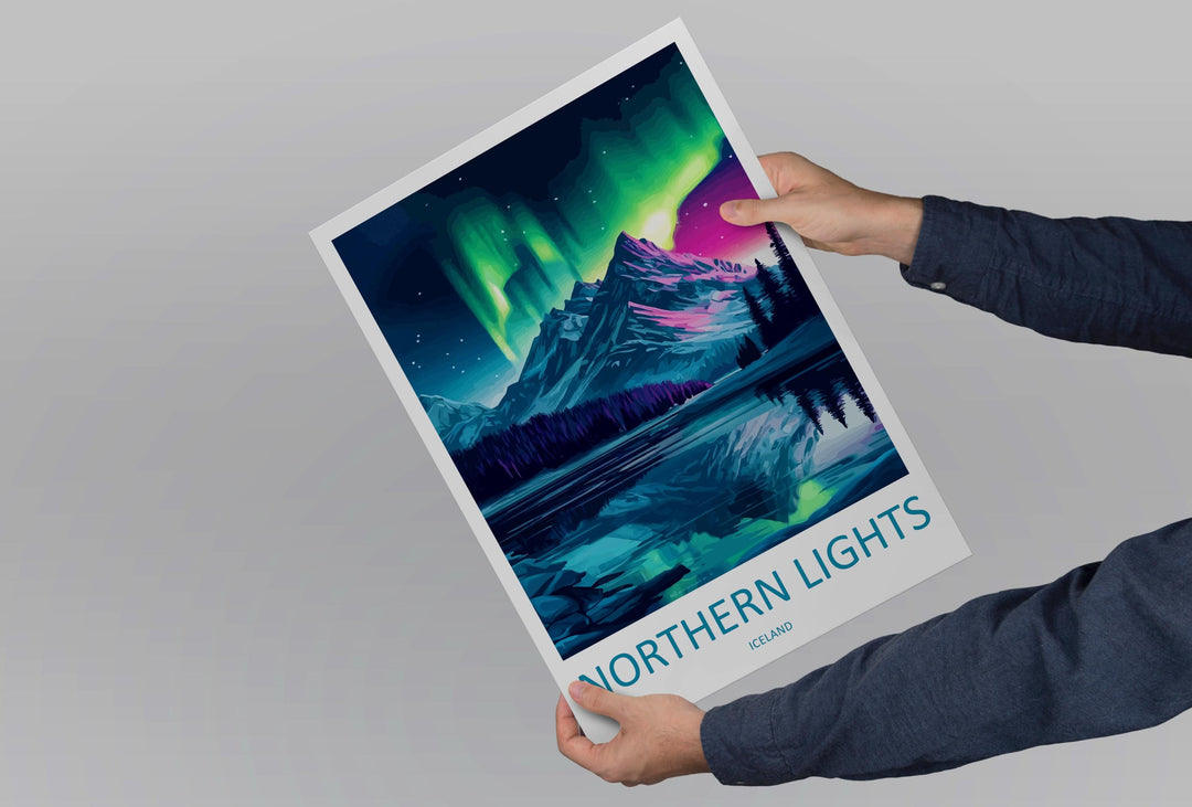 Northern Lights Iceland Print Aurora Wall Art Iceland Night Sky Poster Arctic Decor Gift for Nature Lover Nordic Landscape Art