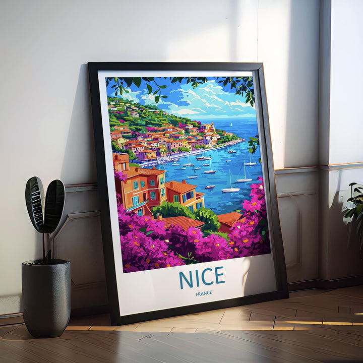 Nice Travel Print France Wall Art French Riviera Poster Coastal Decor Gift for Beach Lover Mediterranean Landscape Art