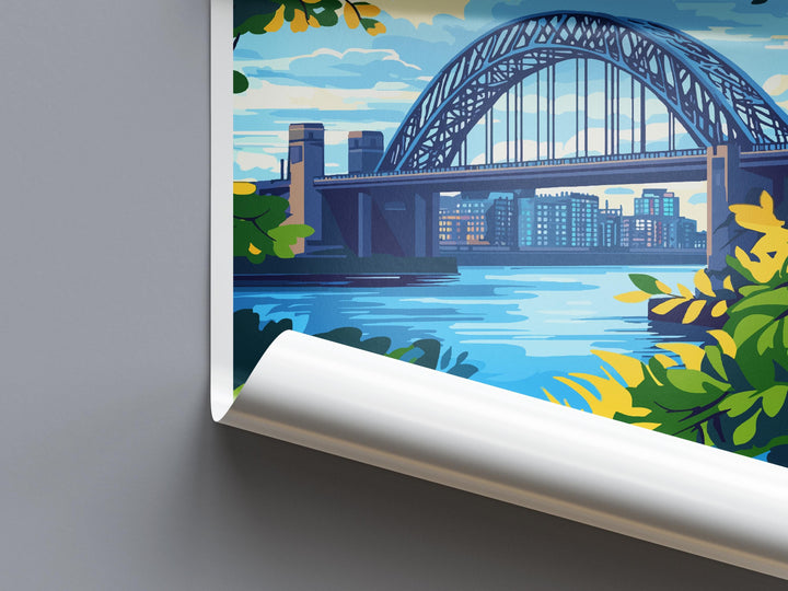 Newcastle Travel Print UK Wall Art Newcastle City Poster Tyne Bridge Decor Gift for England Lover Urban Landscape Art Print