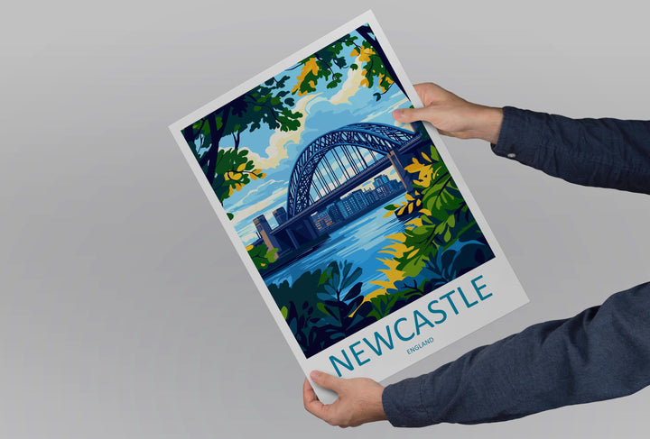 Newcastle Travel Print UK Wall Art Newcastle City Poster Tyne Bridge Decor Gift for England Lover Urban Landscape Art Print