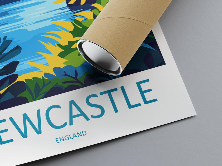 Newcastle Travel Print UK Wall Art Newcastle City Poster Tyne Bridge Decor Gift for England Lover Urban Landscape Art Print