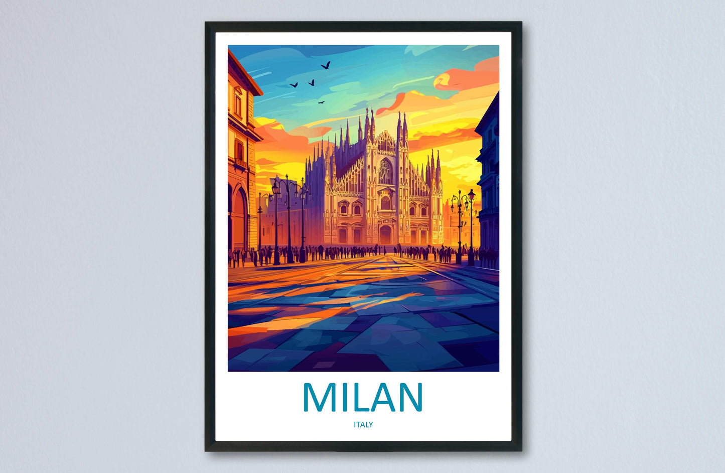 Milan Travel Print Italy Wall Art Milan City Poster Duomo Decor Gift for Fashion Lover Italian Architecture Art Print