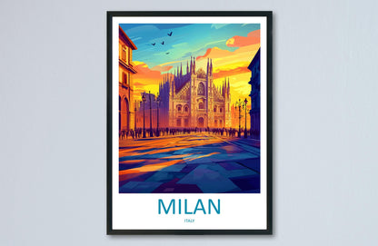 Milan Travel Print Italy Wall Art Milan City Poster Duomo Decor Gift for Fashion Lover Italian Architecture Art Print