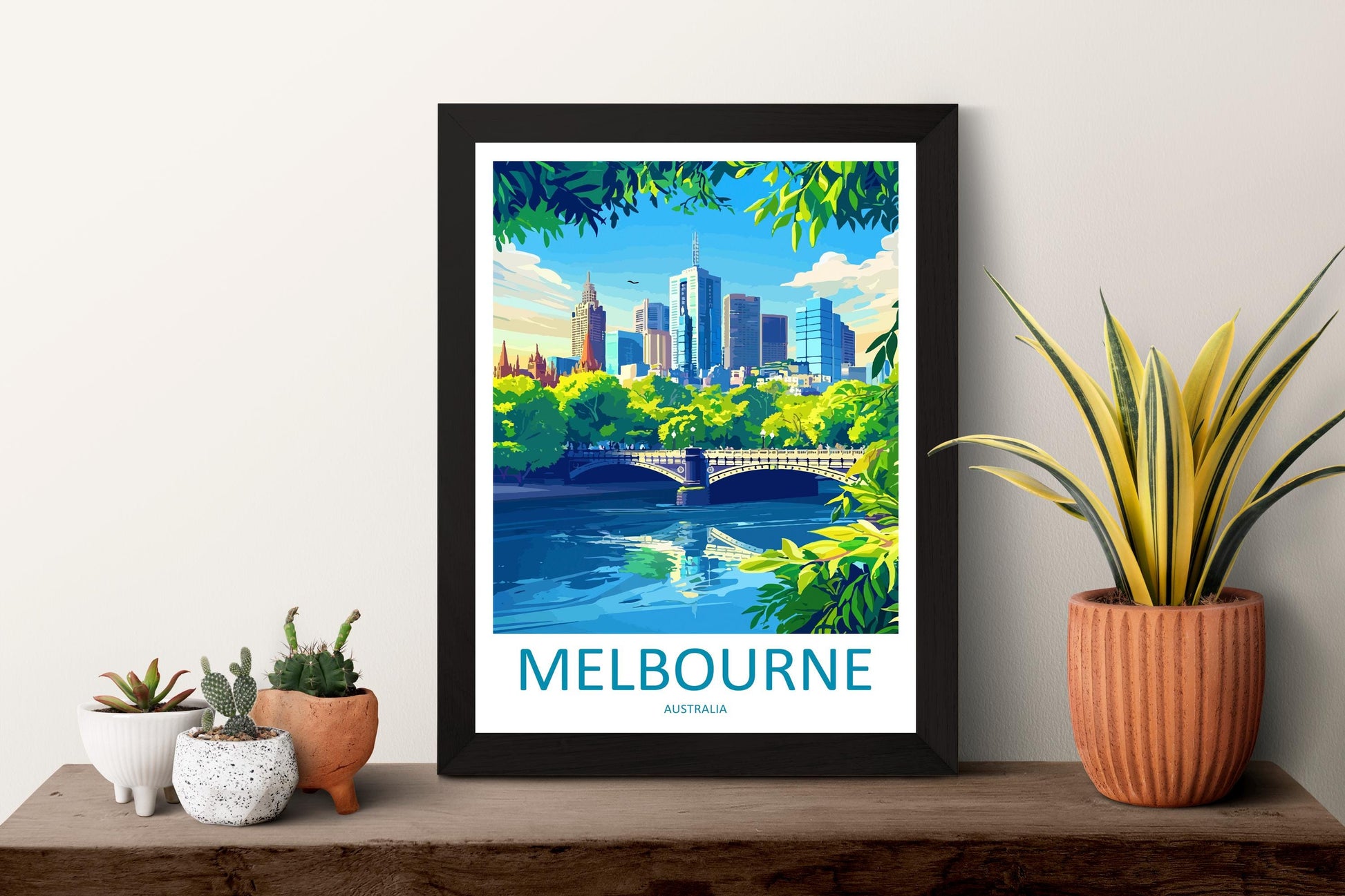 Melbourne Travel Print Australia Wall Art Melbourne City Poster Skyline Decor Gift for Urban Lover Street Art Architecture Print
