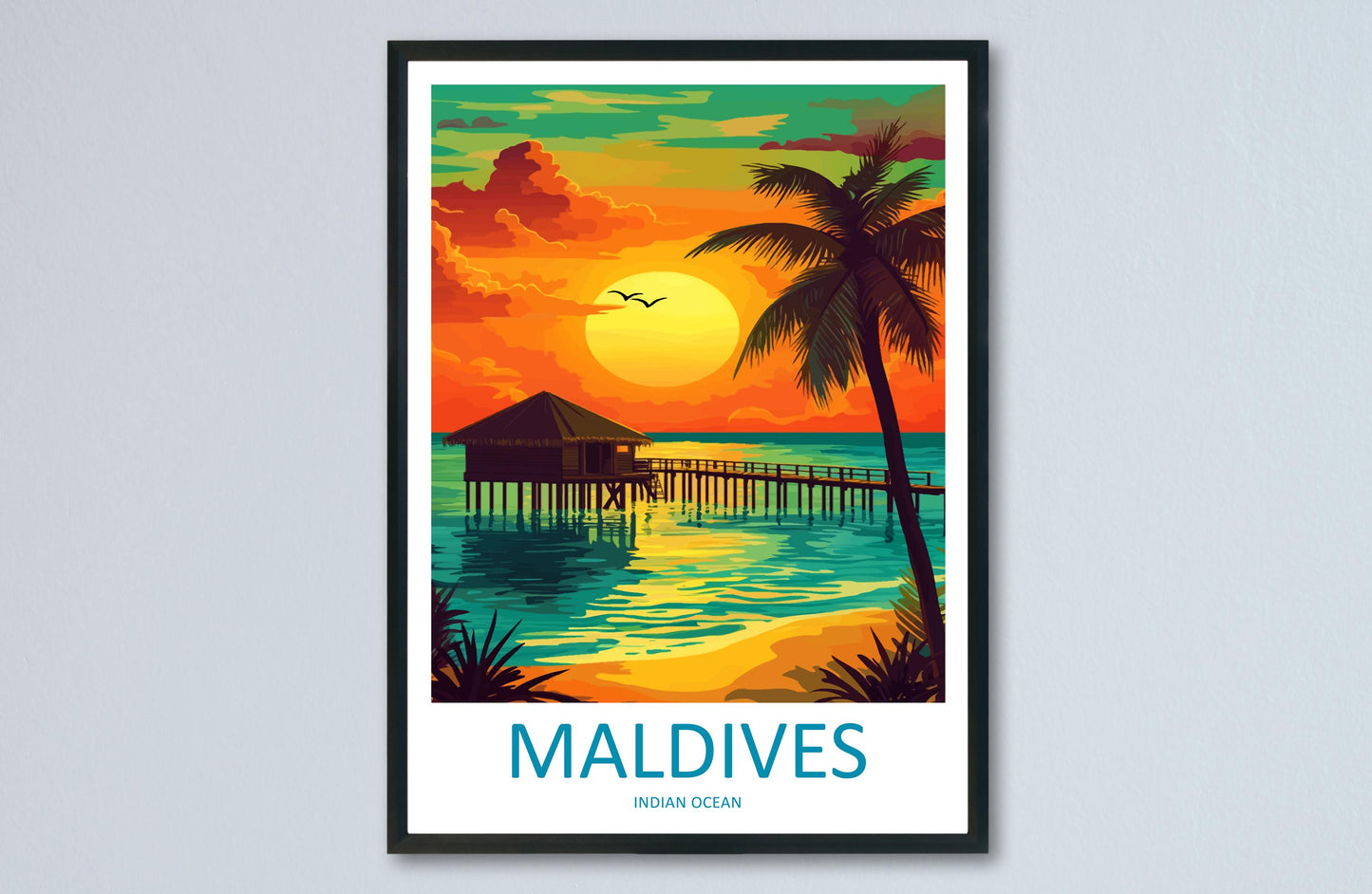 Maldives Travel Print Island Wall Art Maldives Poster Tropical Decor Gift for Beach Lover Indian Ocean Paradise Art Print