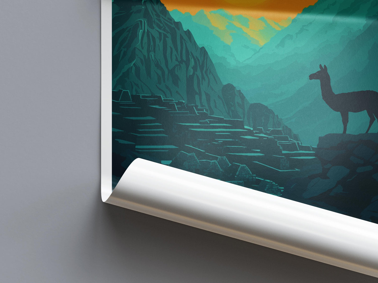 Machu Picchu Travel Print Peru Wall Art Inca Ruins Poster Mountain Decor Gift for History Lover Ancient Landscape Art Print