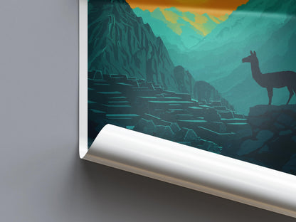 Machu Picchu Travel Print Peru Wall Art Inca Ruins Poster Mountain Decor Gift for History Lover Ancient Landscape Art Print