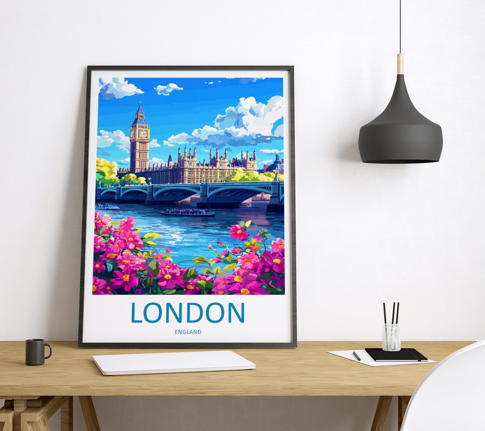 London Travel Print UK Wall Art London City Poster British Decor Gift for City Lover Big Ben Architecture Skyline Art Print