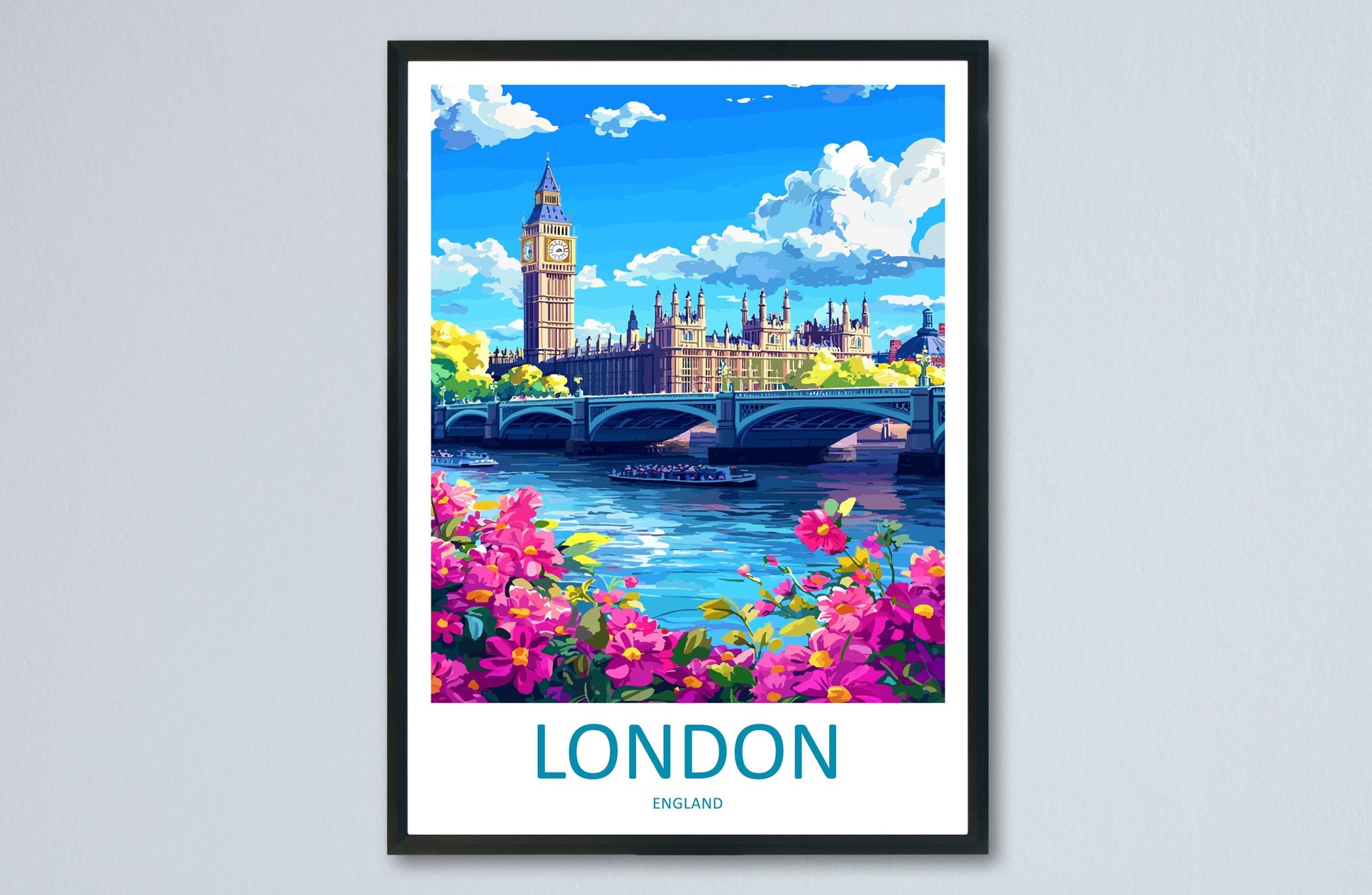 London Travel Print UK Wall Art London City Poster British Decor Gift for City Lover Big Ben Architecture Skyline Art Print