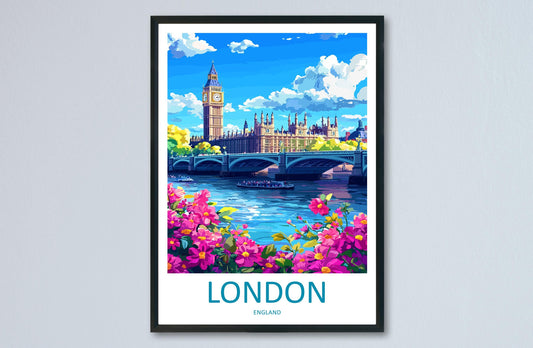 London Travel Print UK Wall Art London City Poster British Decor Gift for City Lover Big Ben Architecture Skyline Art Print
