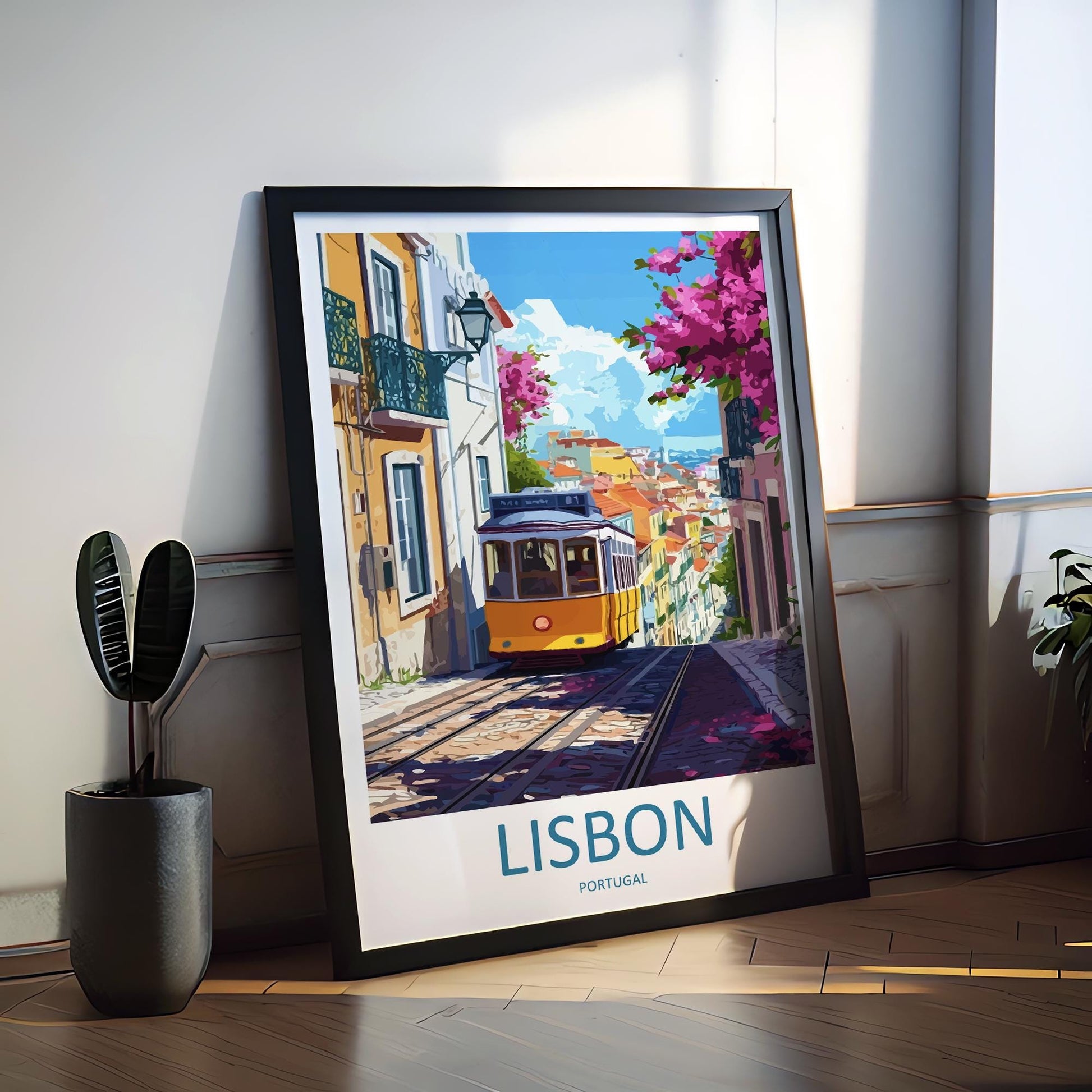 Lisbon Travel Print Portugal Wall Art Lisbon City Poster Coastal Decor Gift for Europe Lover Tile Architecture Art Print