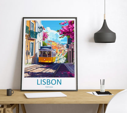Lisbon Travel Print Portugal Wall Art Lisbon City Poster Coastal Decor Gift for Europe Lover Tile Architecture Art Print