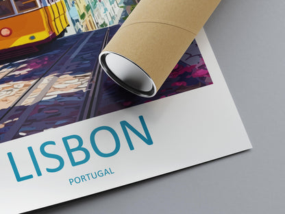 Lisbon Travel Print Portugal Wall Art Lisbon City Poster Coastal Decor Gift for Europe Lover Tile Architecture Art Print