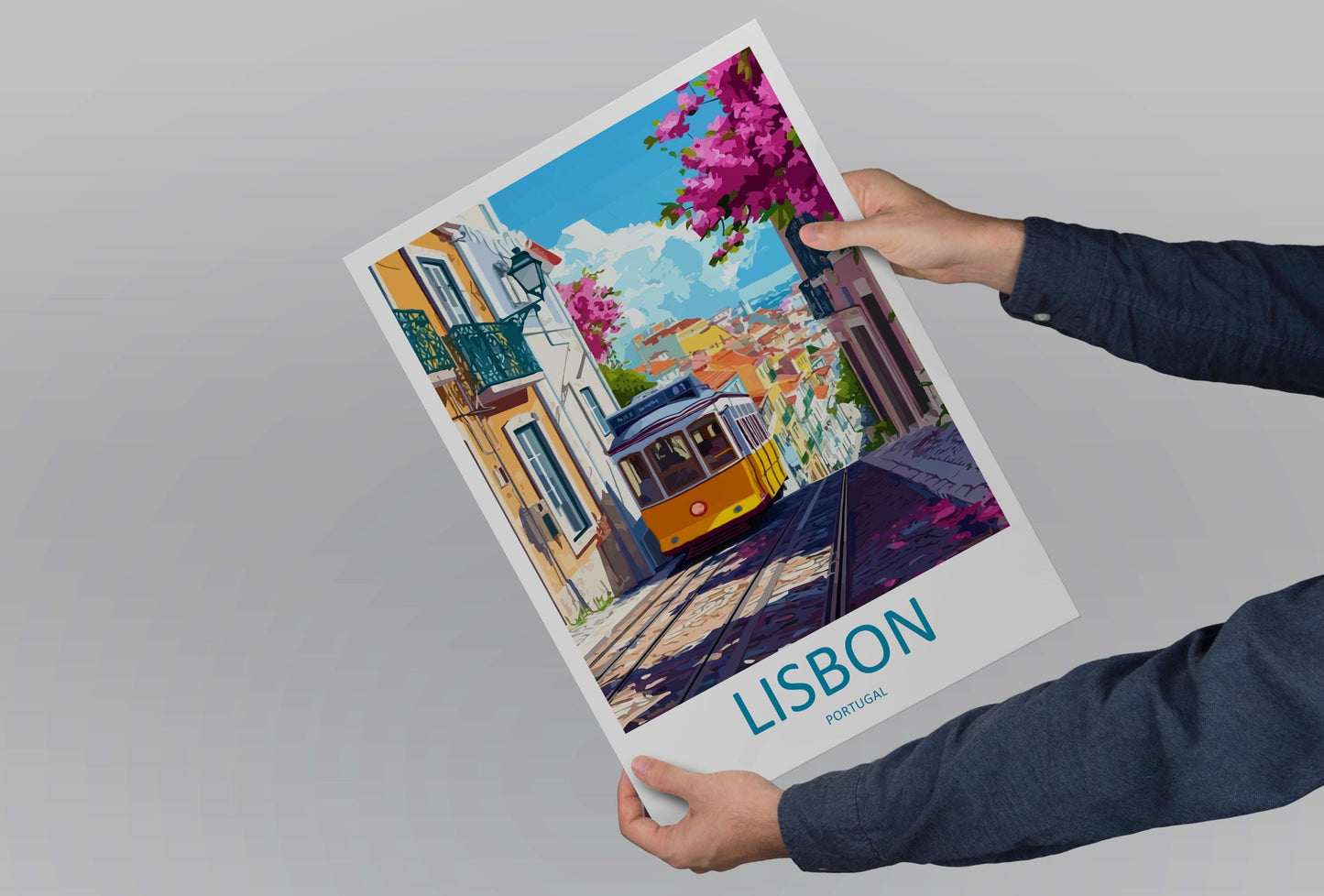 Lisbon Travel Print Portugal Wall Art Lisbon City Poster Coastal Decor Gift for Europe Lover Tile Architecture Art Print