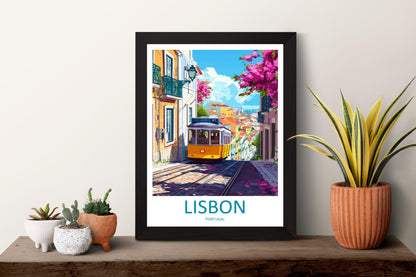 Lisbon Travel Print Portugal Wall Art Lisbon City Poster Coastal Decor Gift for Europe Lover Tile Architecture Art Print