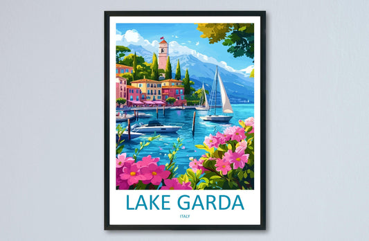 Lake Garda Travel Print Italy Wall Art Italian Lake Poster Scenic Decor Gift for Nature Lover Mountain Landscape Art Print
