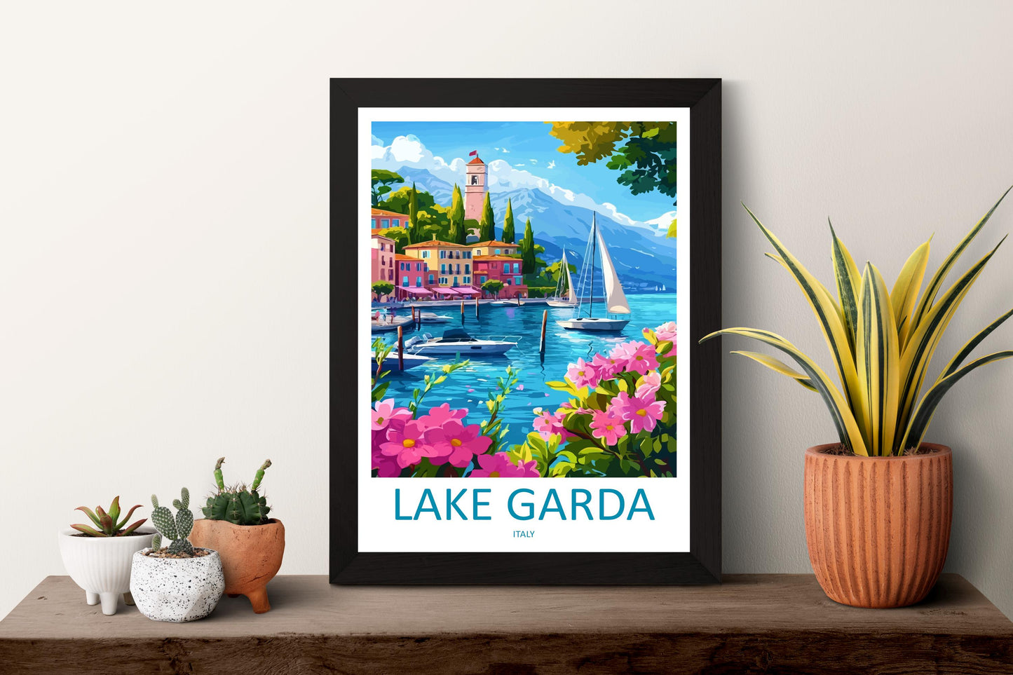 Lake Garda Travel Print Italy Wall Art Italian Lake Poster Scenic Decor Gift for Nature Lover Mountain Landscape Art Print