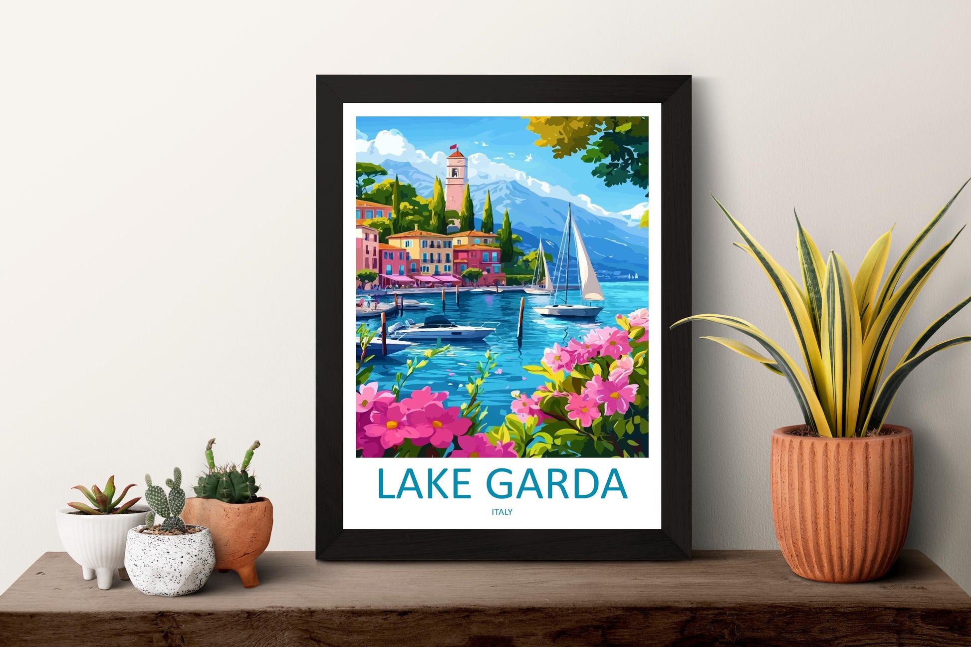 Lake Garda Travel Print Italy Wall Art Italian Lake Poster Scenic Decor Gift for Nature Lover Mountain Landscape Art Print