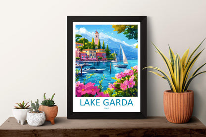 Lake Garda Travel Print Italy Wall Art Italian Lake Poster Scenic Decor Gift for Nature Lover Mountain Landscape Art Print