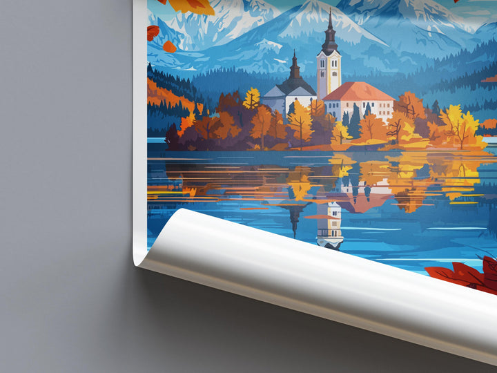 Lake Bled Travel Print Slovenia Wall Art Alpine Lake Poster Scenic Decor Gift for Nature Lover European Landscape Art Print