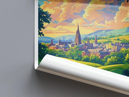 Glasgow Travel Print Scotland Wall Art City Poster Urban Decor Gift for Culture Lover Scottish Architecture Art Print