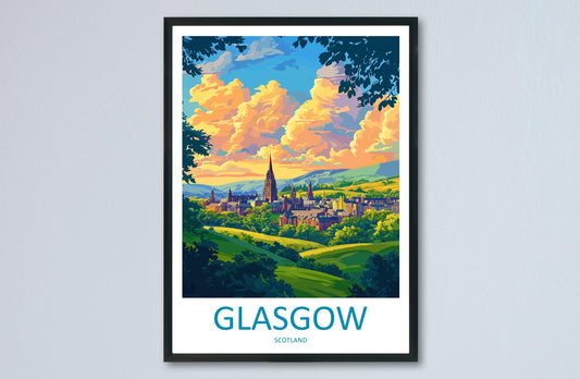 Glasgow Travel Print Scotland Wall Art City Poster Urban Decor Gift for Culture Lover Scottish Architecture Art Print
