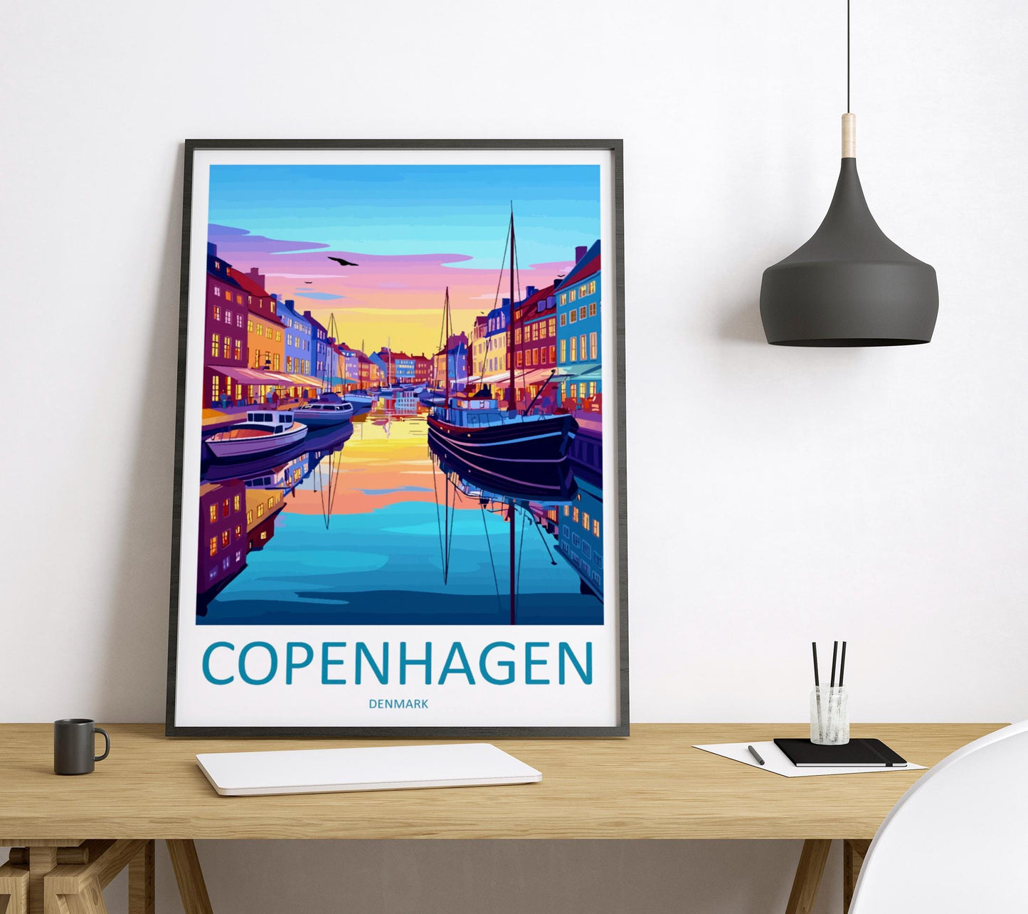Copenhagen Travel Print Denmark Wall Art City Poster Scandinavian Decor Gift for Nordic Lover Urban Landscape Art Print