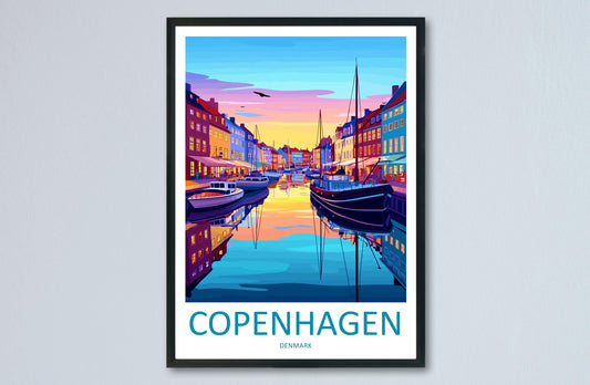 Copenhagen Travel Print Denmark Wall Art City Poster Scandinavian Decor Gift for Nordic Lover Urban Landscape Art Print