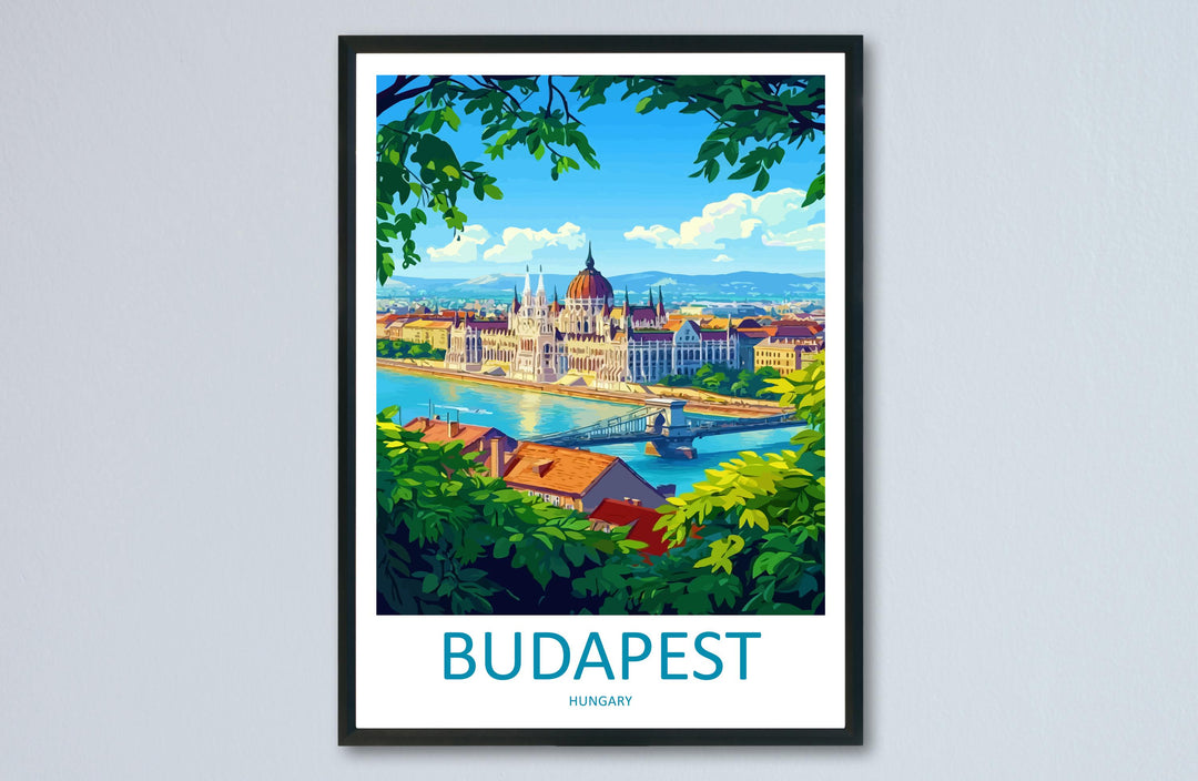 Budapest Travel Print Hungary Wall Art Cityscape Poster Danube River Decor Gift for Architecture Lover European Landscape Art