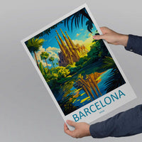 Barcelona Travel Print Spain Wall Art Cityscape Poster Gaudí Decor Gift for Architecture Lover Mediterranean Landscape Art