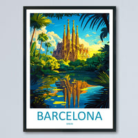 Barcelona Travel Print Spain Wall Art Cityscape Poster Gaudí Decor Gift for Architecture Lover Mediterranean Landscape Art