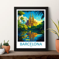 Barcelona Travel Print Spain Wall Art Cityscape Poster Gaudí Decor Gift for Architecture Lover Mediterranean Landscape Art